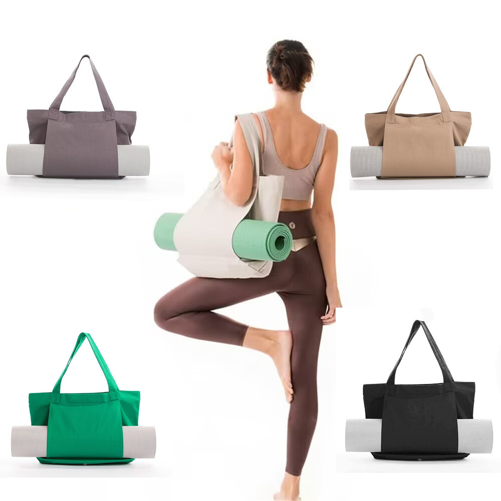 Yoga Mat - กระเป๋าผ้าแคนวาสสำหรับใส่เสื่อโยคะ ขนาดใหญ่ จุของได้เยอะ ใช้สะพายไหล่หรือถือได้ กระเป๋าเก็บเสื่อพิลาทิสแบบพกพา เหมาะสำหรับใช้ในยิม