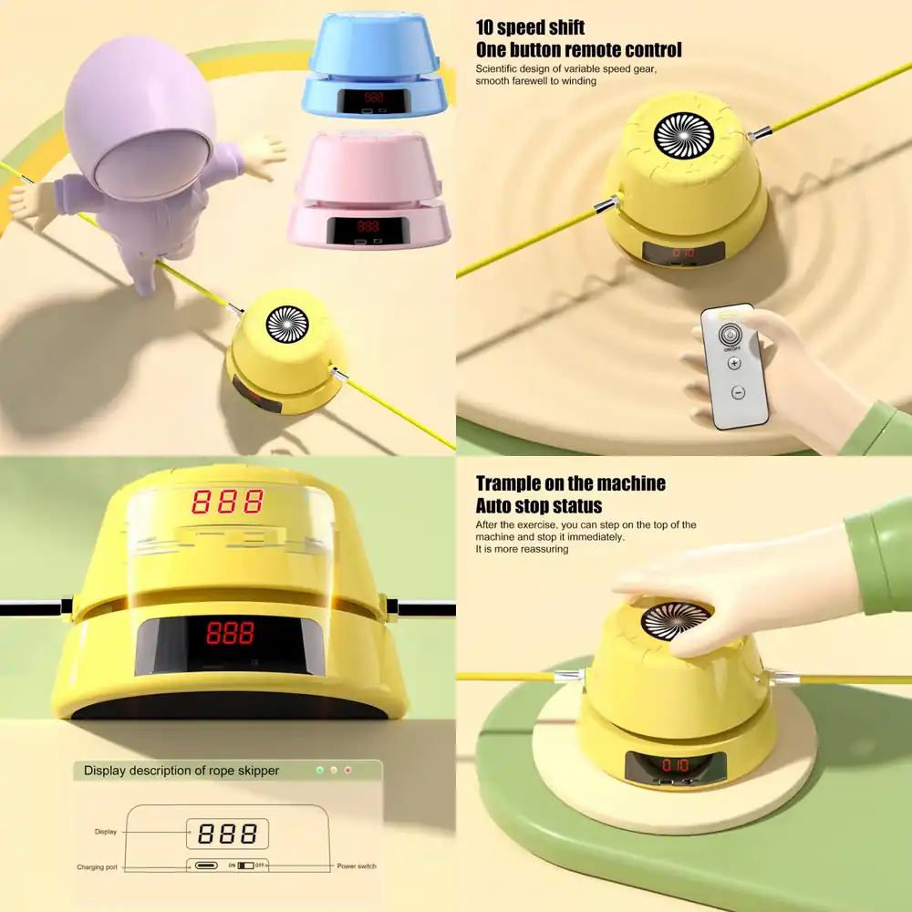 Jump Rope - WAP01 เครื่องกระโดดเชือกไฟฟ้าอัจฉริยะ พร้อมระบบนับจำนวนครั้งกระโดด ควบคุมด้วยรีโมท หน้าจอ LED