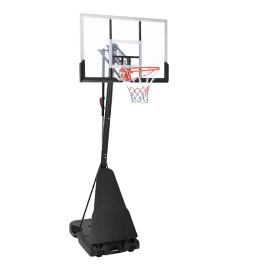 Basketball Hoop - ระบบห่วงบาสเกตบอลกลางแจ้งที่ปรับความสูงได้ 5.210 ฟุต, แผ่นหลังกันแตกขนาด 47 นิ้ว,
