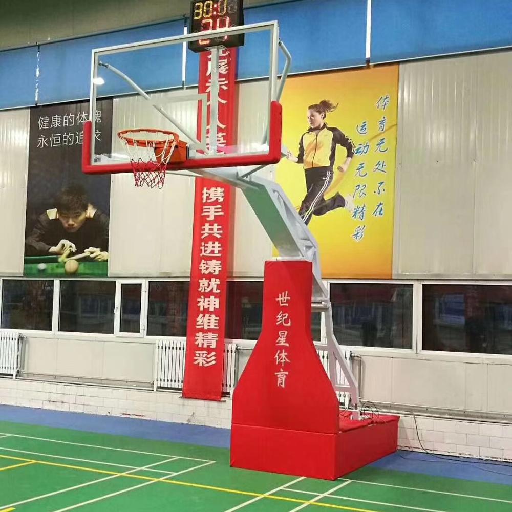 Basketball Hoop - แท่นบาสเก็ตบอลแบบเคลื่อนย้ายได้ระบบไฟฟ้า-ไฮดรอลิก รุ่น Dezhou Century Star สำหรับใช้งานในร่ม
